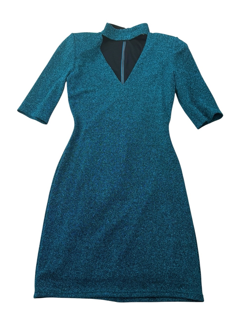 Alice + Olivia Inka Dress Dark Turquoise Glitter Cutout Mini Size‎ 2 NWT